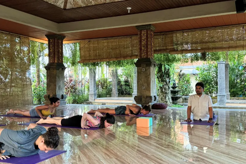 student doing yoga