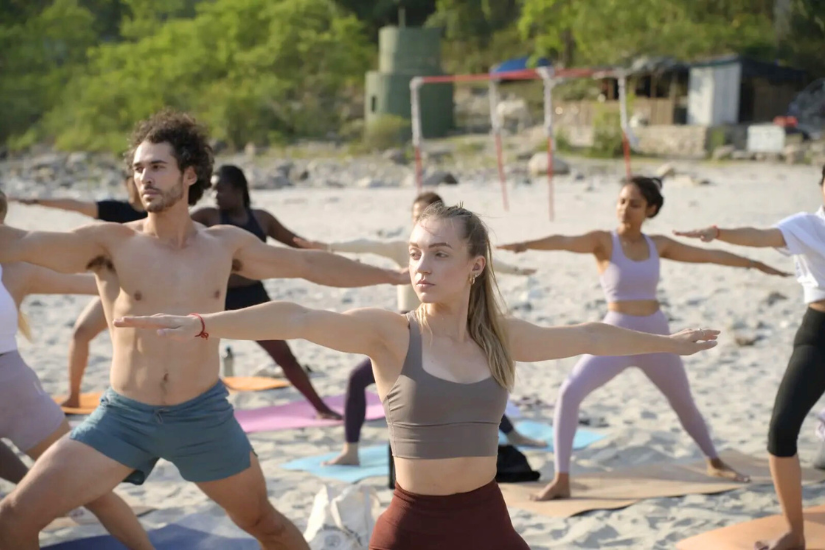 student doing yoga