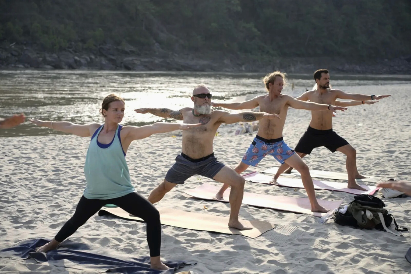 student doing yoga