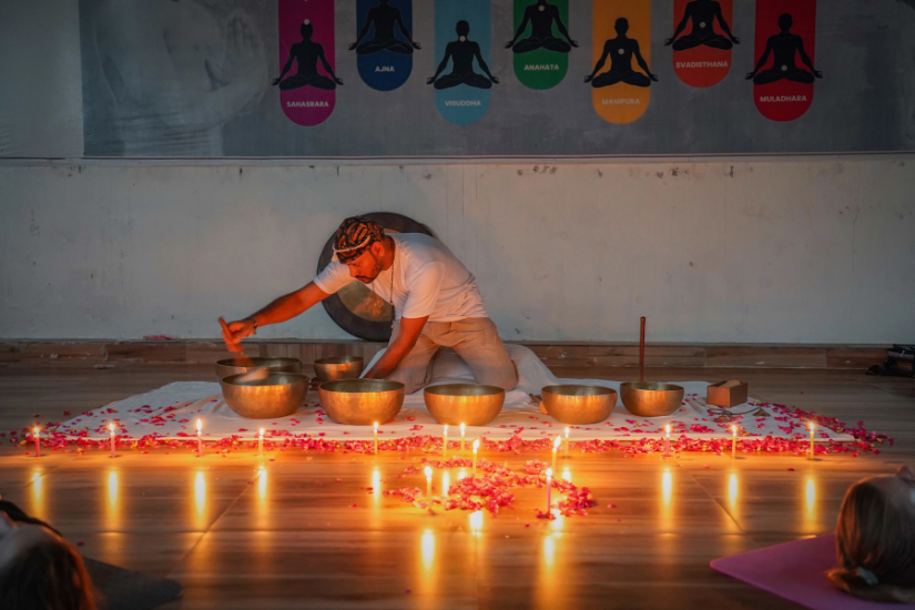 student doing yoga