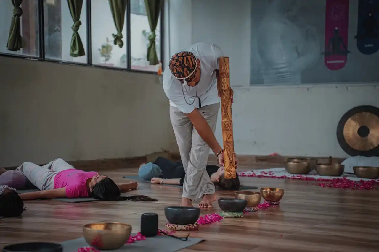 student doing yoga