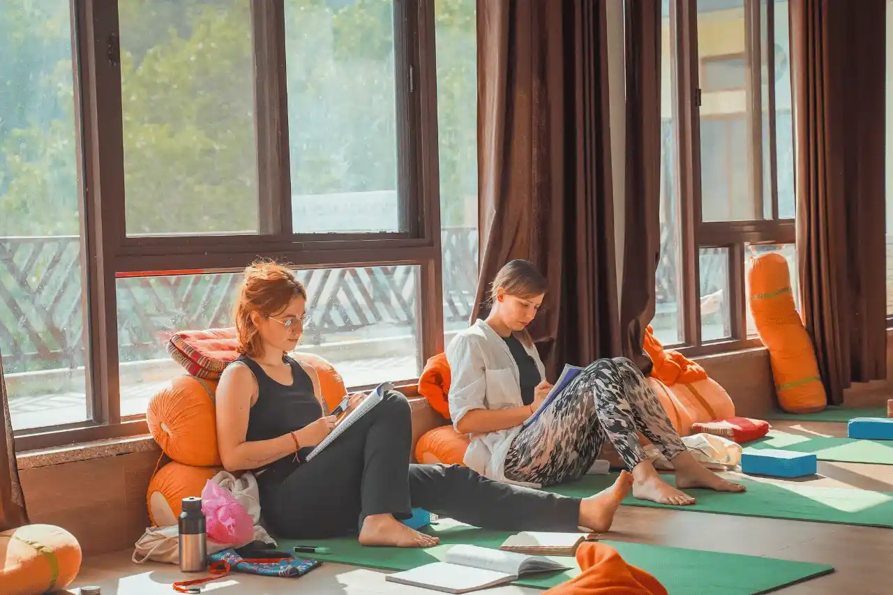 student doing yoga