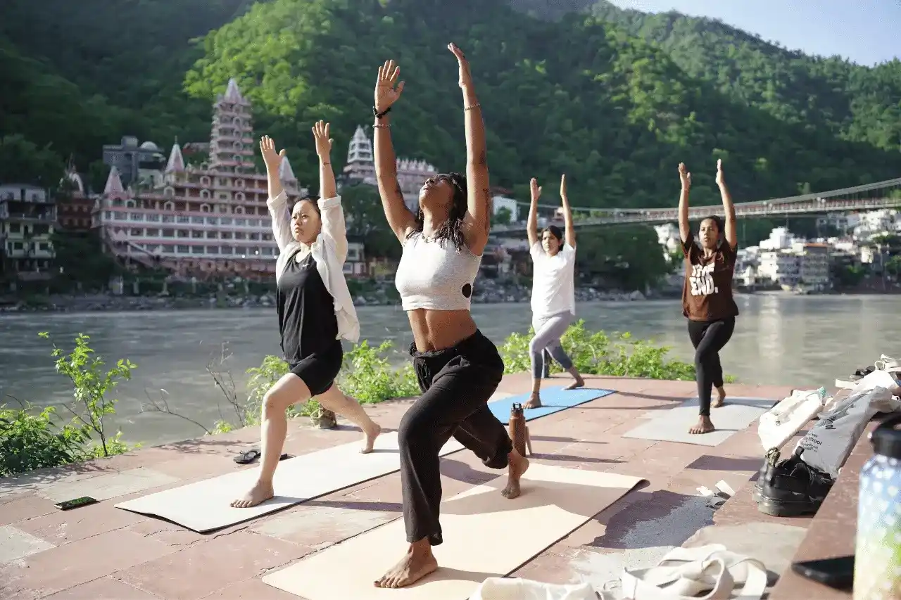 student doing yoga