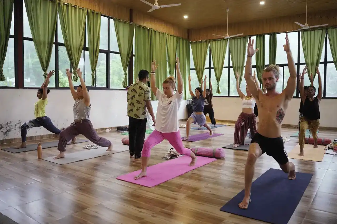 student doing yoga