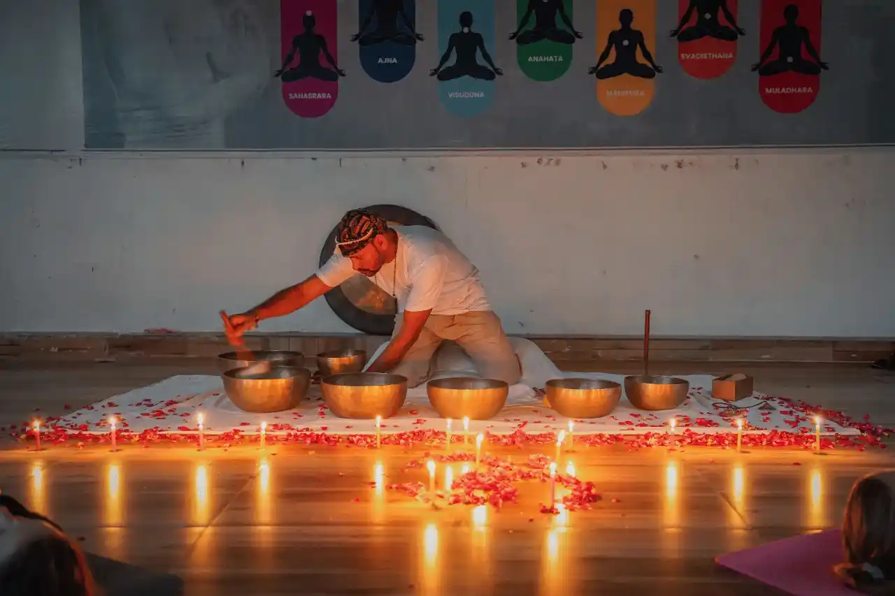 student doing yoga